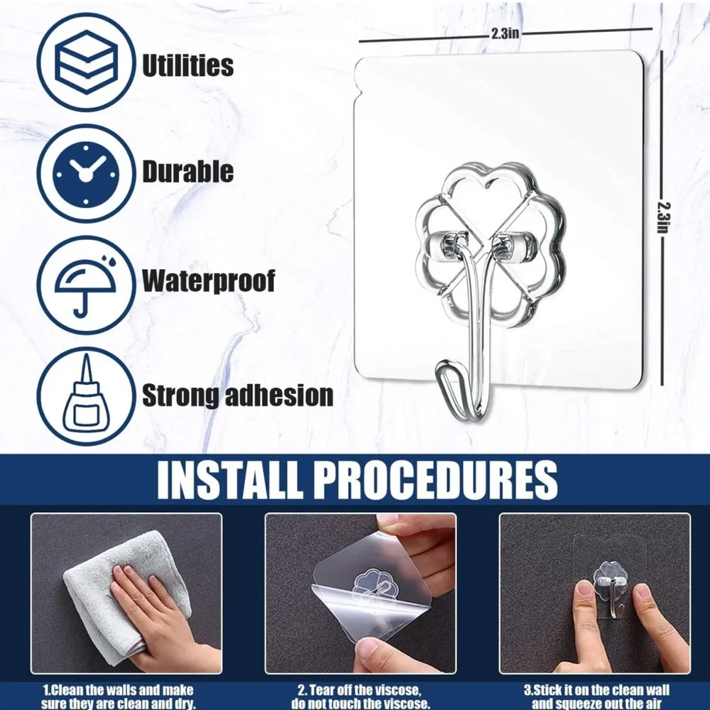 20 packs adhesive wall hooks